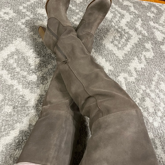 Seychelles Thigh Tall High Suede Leather Boots Block Heels. Size 5. - Picture 8 of 13